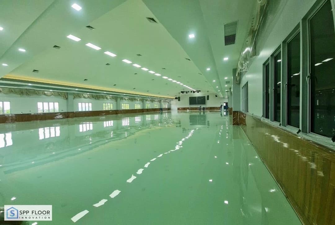 งานพื้น Epoxy self leveling @วัดอินทราวาส บางระมาด